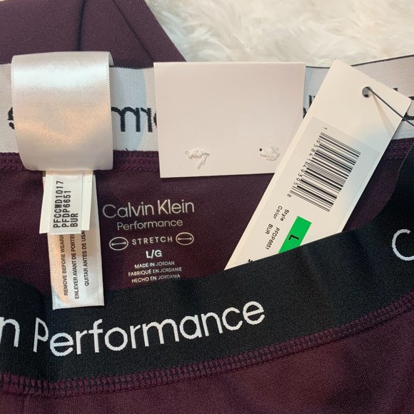 Calvin Klein Performance Stretch High Waist Leggings, Burgundy, Size S,L,XL - Picture 4 of 9